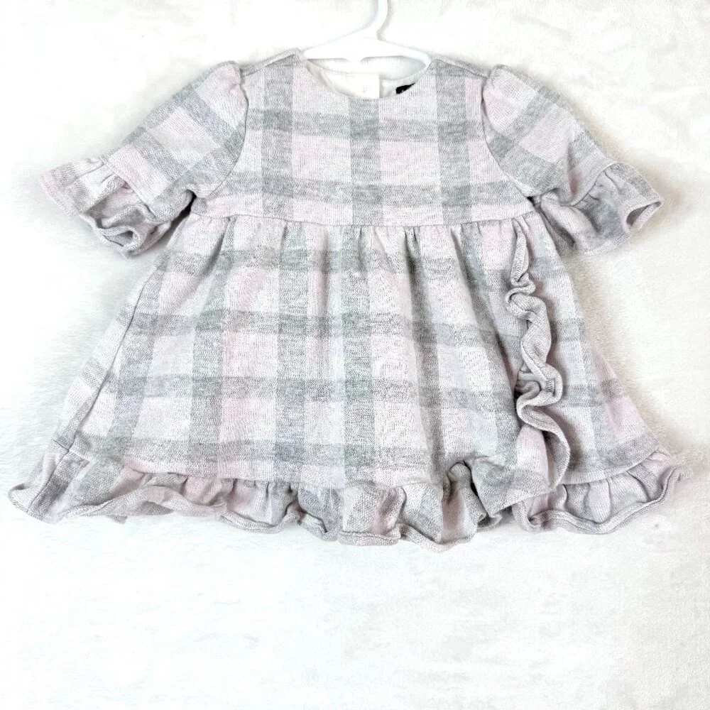Janie And Jack Plaid Ruffle Bell Sleeve Classic Preppy Dress Baby 3-6 Months